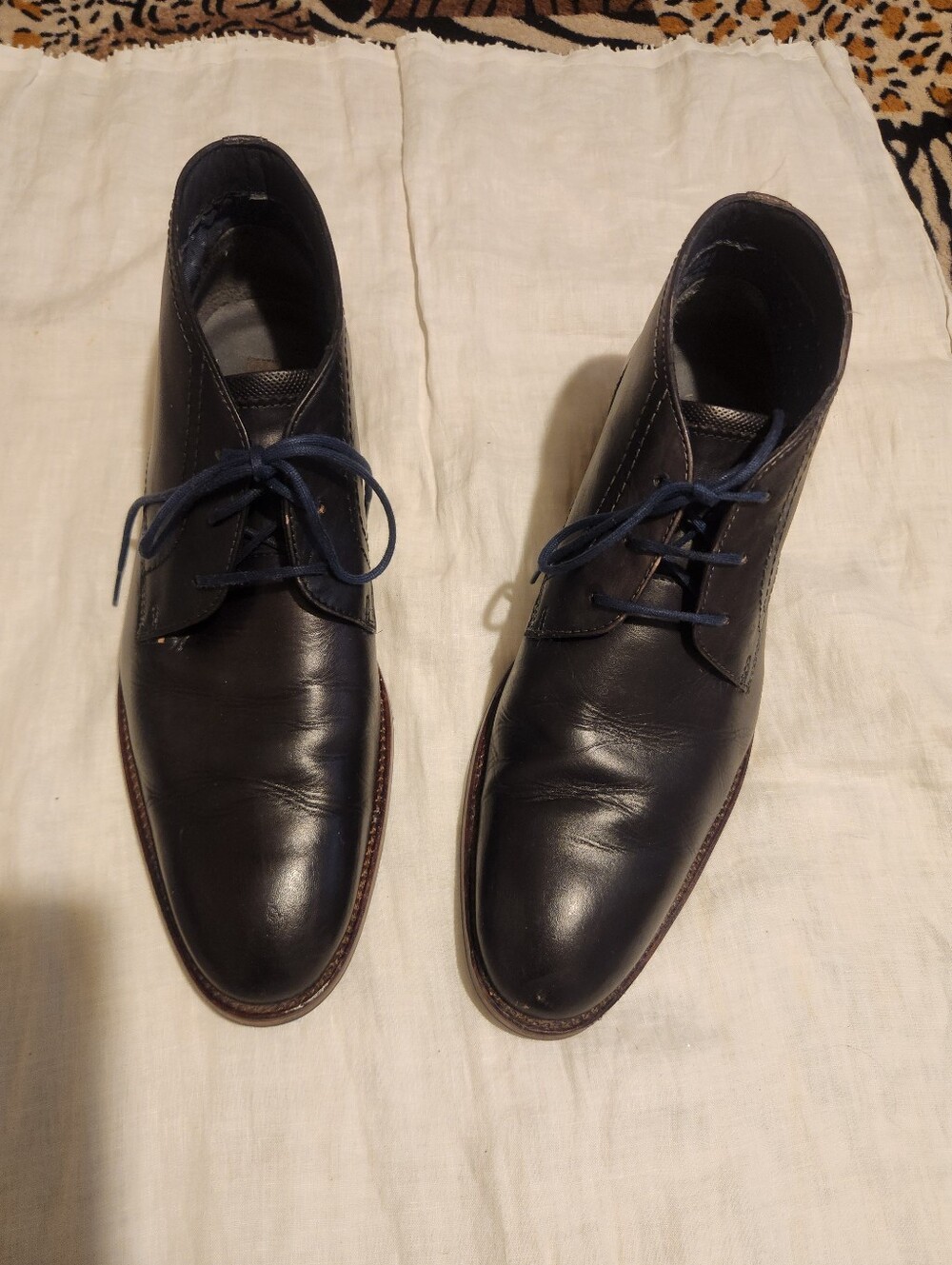 Gordon Rush Men's Dark Navy Black Leather Chukka Boots Sz 11